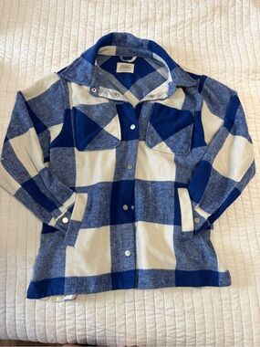 Ashley By 26 International Blue and White Plaid Kids Shacket